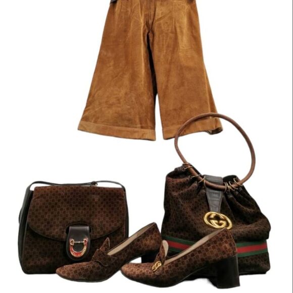 Rare Vintage Gucci Collector Brown Suede G Monogram Heels | Circa 1970s - Picture 10 of 10